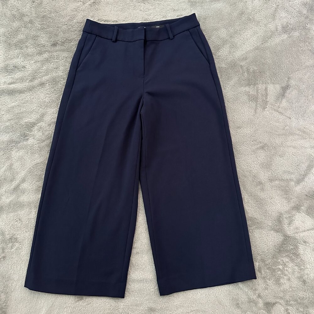 J. Crew Sydney Wide Leg Crop Pants Trousers 12 Petite Navy Blue 12P
